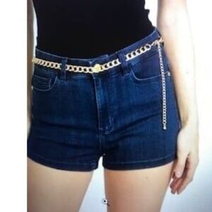 Stylish Denim Shorts with Gold Chain Belt